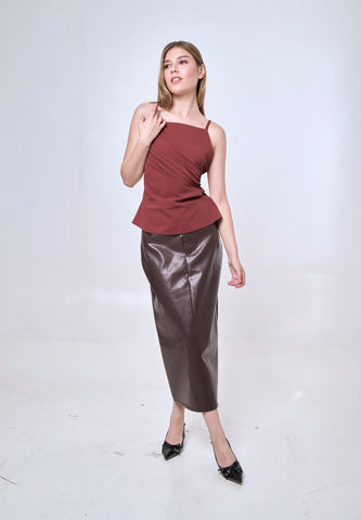 Mossimo Leonora Choco Leather Tailored Skirt
