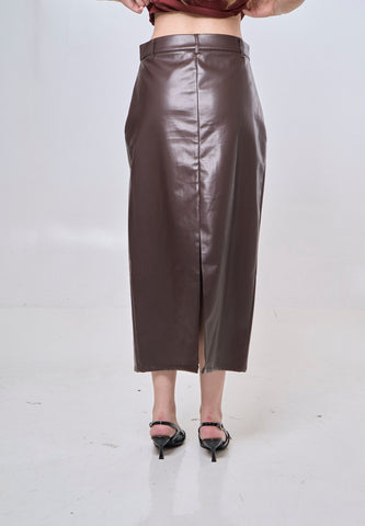 Mossimo Leonora Choco Leather Tailored Skirt