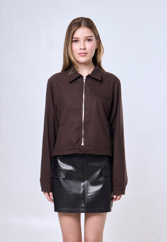 Mossimo Sherika Choco Brown Tailored Fit Cropped Jacket