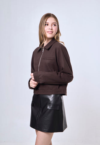 Mossimo Sherika Choco Brown Tailored Fit Cropped Jacket