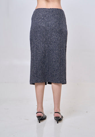 Mossimo Navy Blue Pencil Tweed Midi Skirt For Women