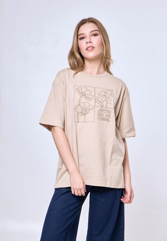 Mossimo Carmen Macadamia Oversized Fit Tee