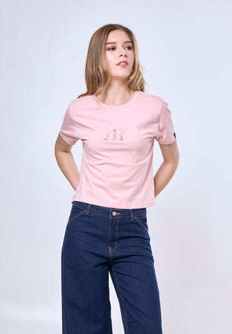 Mossimo Charlotte Peach Classic Cropped Fit Tee