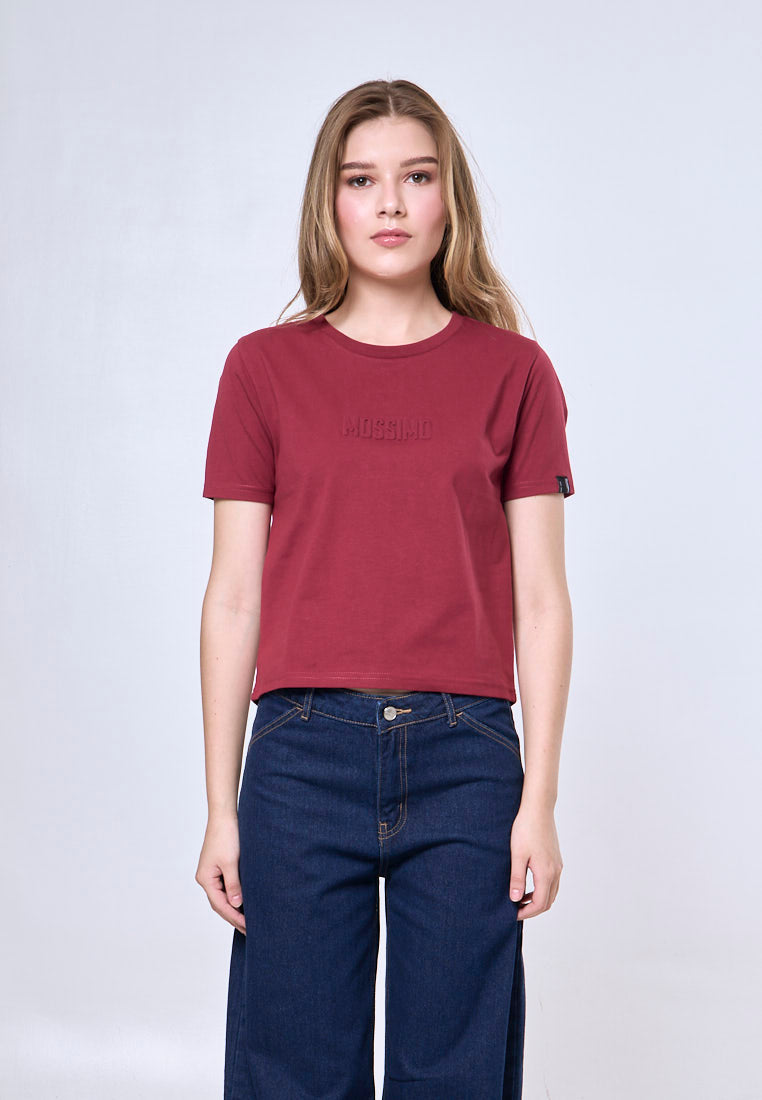 Mossimo Anastasia Maroon Classic Cropped Fit Tee