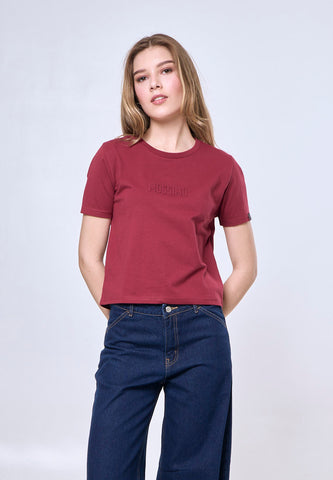 Mossimo Anastasia Maroon Classic Cropped Fit Tee
