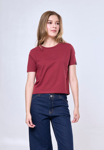 Mossimo Anastasia Maroon Classic Cropped Fit Tee