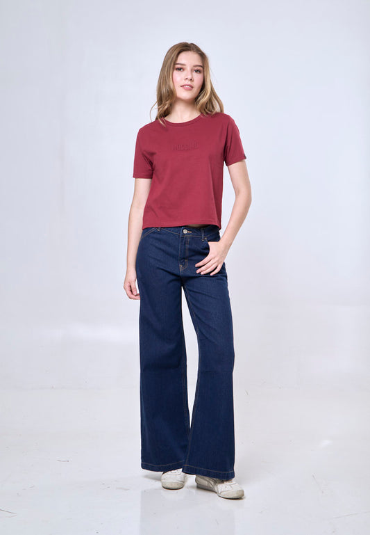 Mossimo Anastasia Maroon Classic Cropped Fit Tee