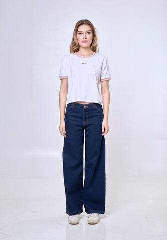 Mossimo Sarah Dark Blue Mid Rise Straight Loose Fit Jeans