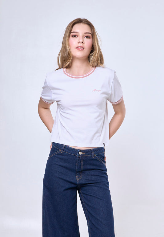 Mossimo Cordelia White Classic Cropped Fit Tee