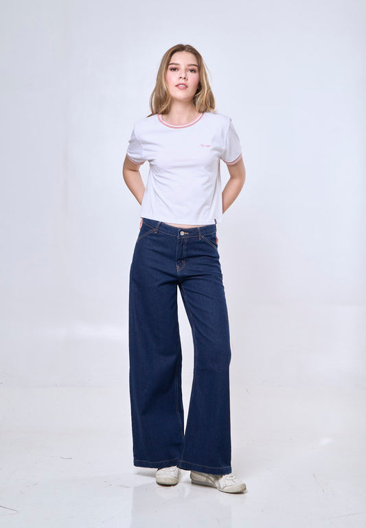 Mossimo Sarah Dark Blue Mid Rise Straight Loose Fit Jeans