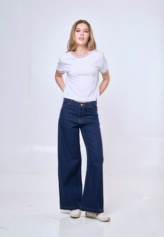 Mossimo Sarah Dark Blue Mid Rise Straight Loose Fit Jeans