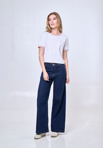 Mossimo Sarah Dark Blue Mid Rise Straight Loose Fit Jeans