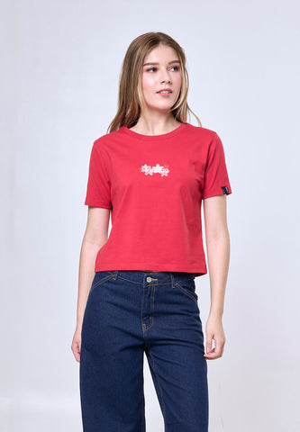 Mossimo Rowena Red Classic Cropped Fit Tee