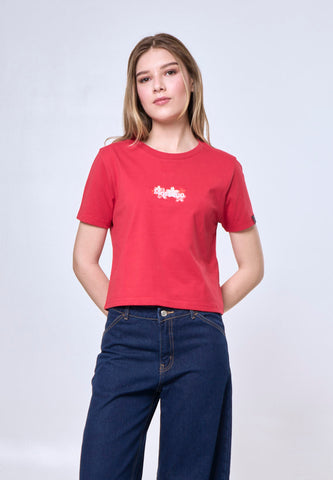 Mossimo Rowena Red Classic Cropped Fit Tee