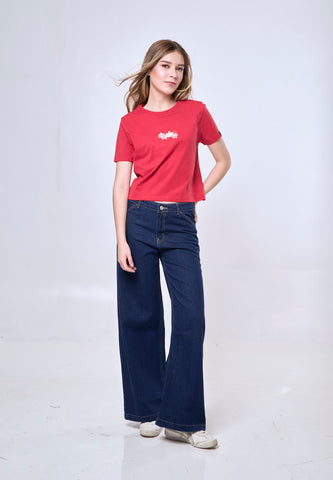 Mossimo Rowena Red Classic Cropped Fit Tee