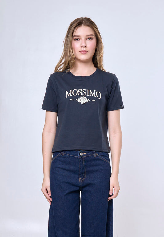 Mossimo Daisy Dark Blue Classic Cropped Fit Tee