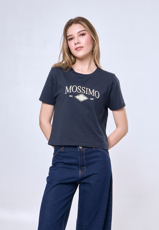 Mossimo Daisy Dark Blue Classic Cropped Fit Tee
