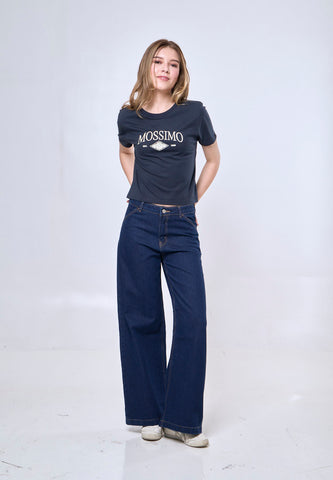 Mossimo Daisy Dark Blue Classic Cropped Fit Tee