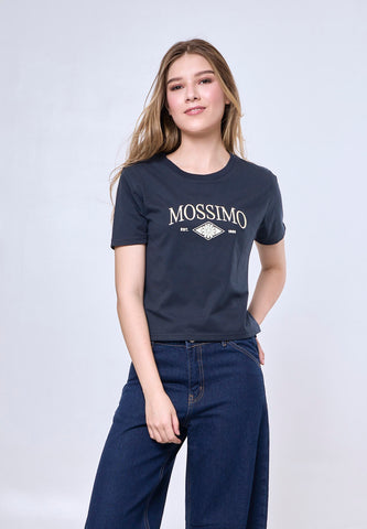 Mossimo Daisy Dark Blue Classic Cropped Fit Tee