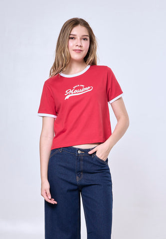 Mossimo Shane Red Classic Cropped Fit Tee