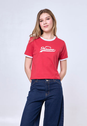 Mossimo Shane Red Classic Cropped Fit Tee