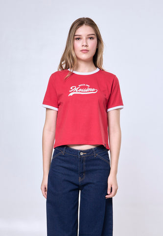 Mossimo Shane Red Classic Cropped Fit Tee
