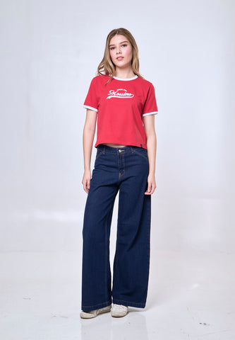 Mossimo Shane Red Classic Cropped Fit Tee