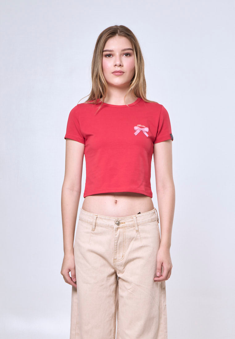 Mossimo Ailani Red New Gen Cropped Fit Tee