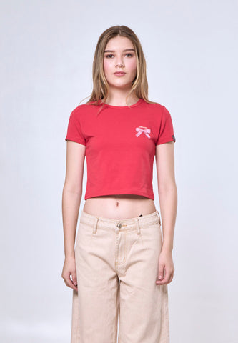 Mossimo Ailani Red New Gen Cropped Fit Tee