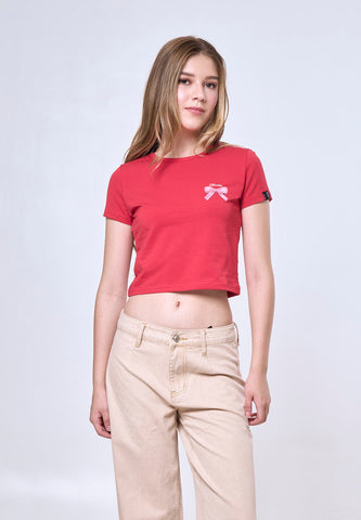 Mossimo Ailani Red New Gen Cropped Fit Tee