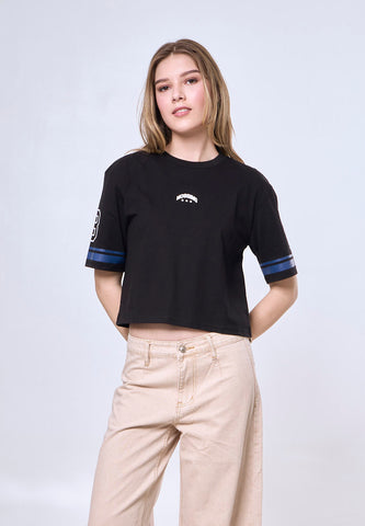 Mossimo Fiorenza Black Modern Cropped Fit Tee