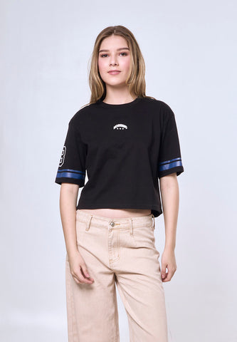 Mossimo Fiorenza Black Modern Cropped Fit Tee