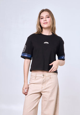 Mossimo Fiorenza Black Modern Cropped Fit Tee