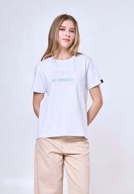 Mossimo Dorothea White Ringer Classic Fit Tee