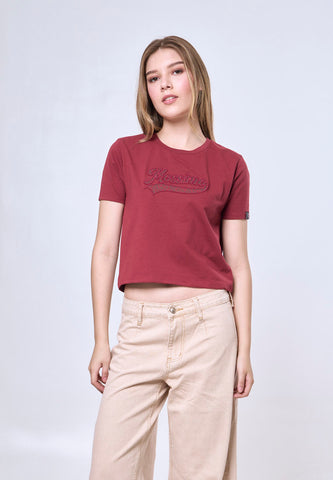 Mossimo Arabella Maroon Classic Cropped Fit Tee