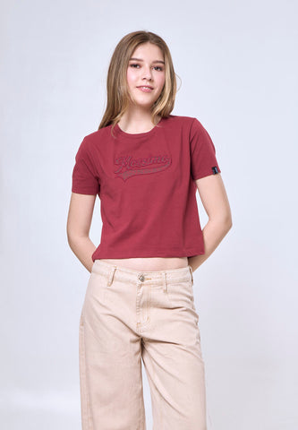 Mossimo Arabella Maroon Classic Cropped Fit Tee