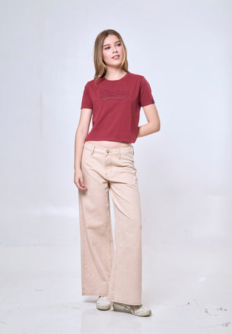 Mossimo Arabella Maroon Classic Cropped Fit Tee