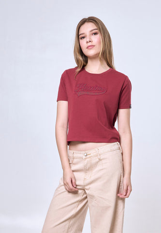 Mossimo Arabella Maroon Classic Cropped Fit Tee