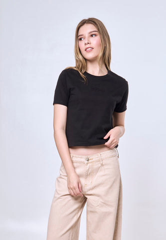 Mossimo Rachel Black Classic Cropped Fit Tee