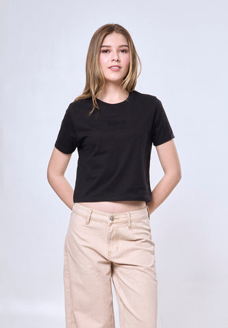 Mossimo Rachel Black Classic Cropped Fit Tee