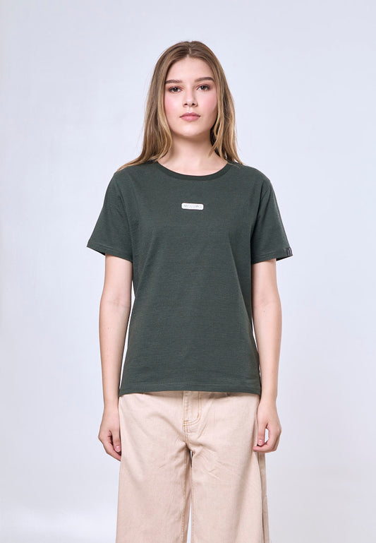 Mossimo Amaris White Green Pinstripe Classic Fit Tee