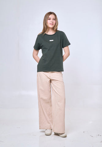 Mossimo Amaris White Green Pinstripe Classic Fit Tee