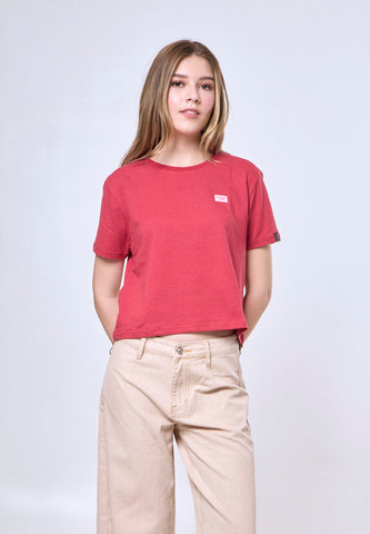 Mossimo Alette White Red Pinstripe Classic Cropped Fit Tee