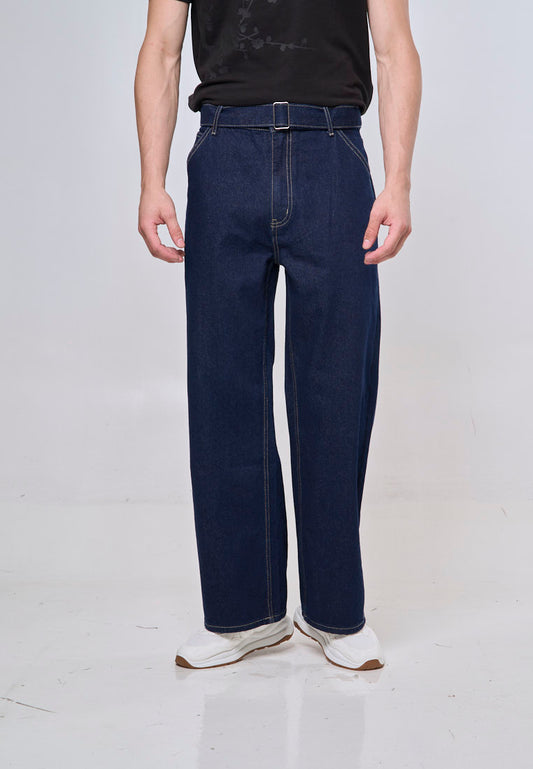 Mossimo Caelan Dark Blue Straight Fit Belted Jeans