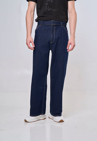 Mossimo Caelan Dark Blue Straight Fit Belted Jeans