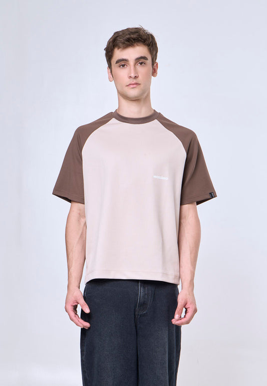 Mossimo Beige Raglan Boxy Fit Tee Premium Round Neck For Men