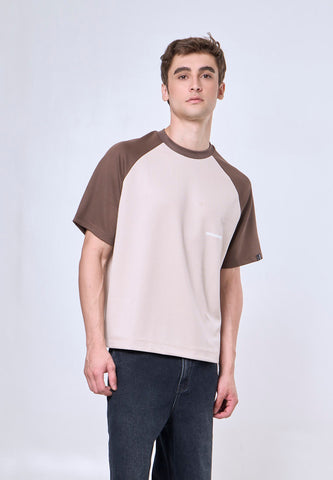 Mossimo Beige Raglan Boxy Fit Tee Premium Round Neck For Men
