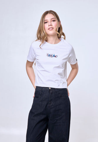 Mossimo Bellamy White Classic Cropped Fit Tee