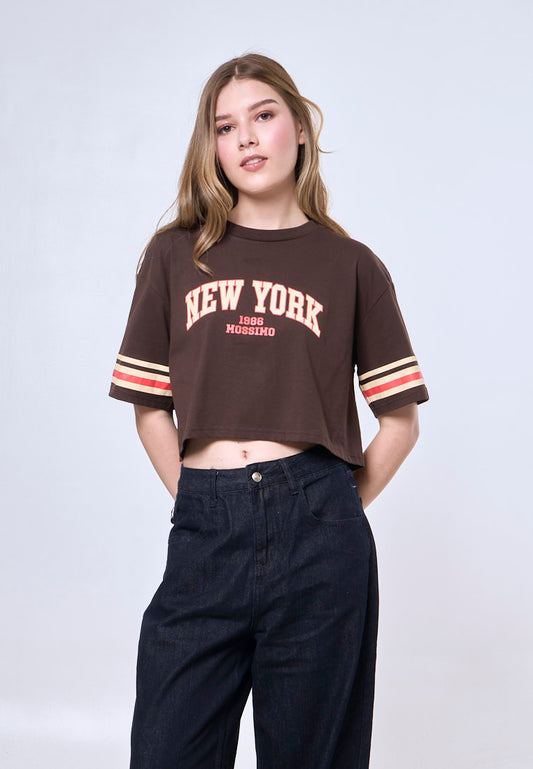 Mossimo Victoria Macadamia Oversized Cropped Fit Tee
