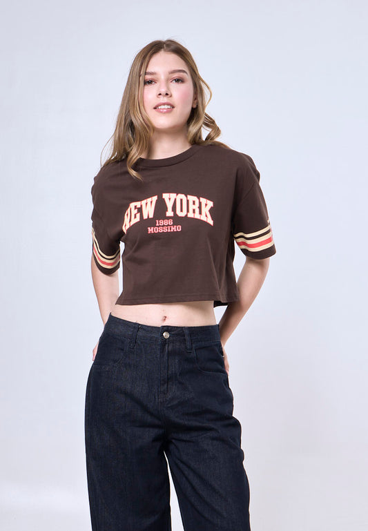 Mossimo Victoria Macadamia Oversized Cropped Fit Tee